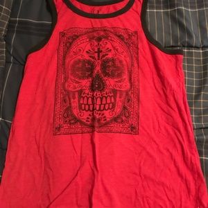 Red Skull Muscle Tank Top Tee Shirt